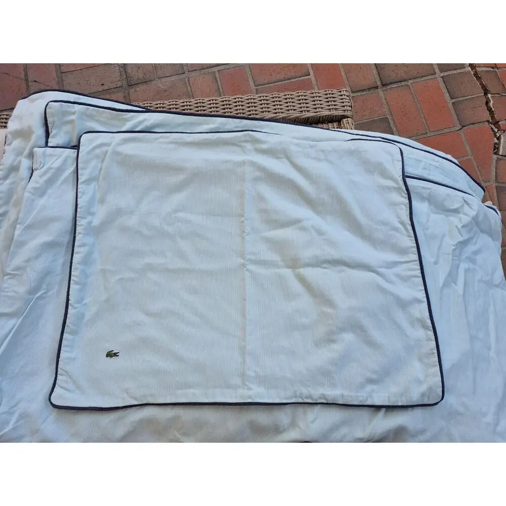 💥 Lacoste Gorbio Alloy Duvet Set QUEEN Baby Blue 3 pc Ribbed Textured Rare
